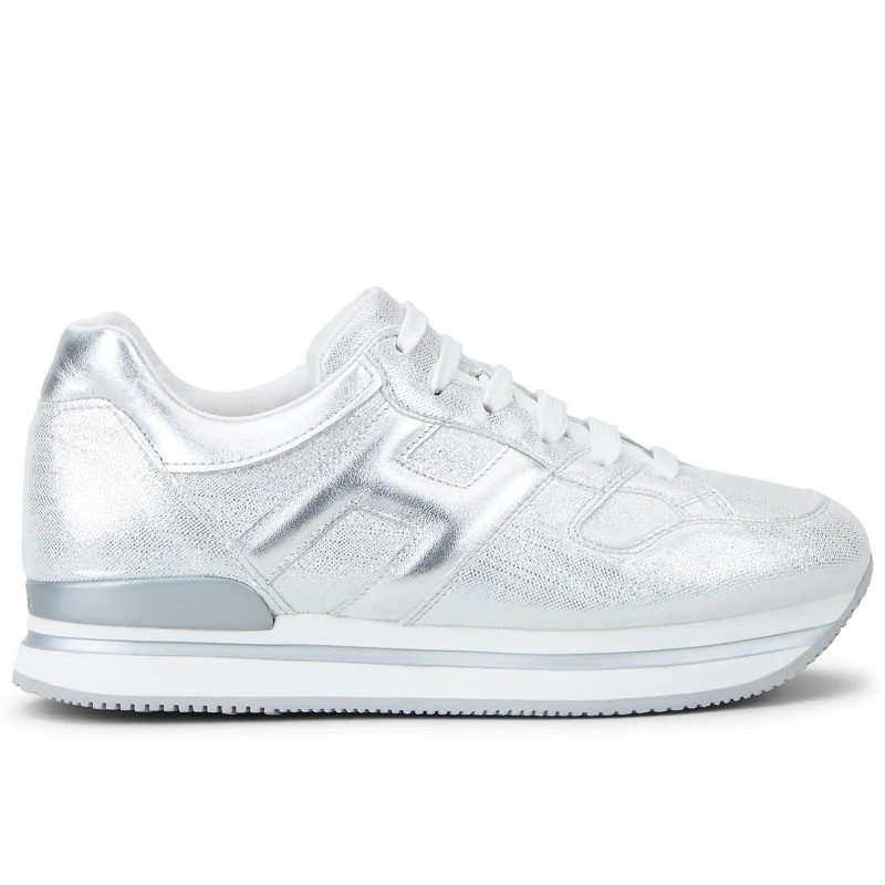 Sneakers donna Hogan H222 argento in pelle